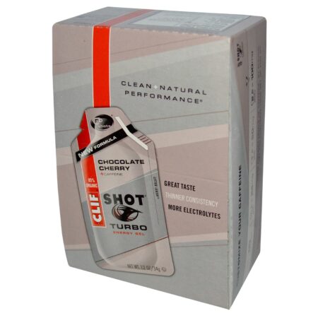 Clif Bar, Shot® - Gel de Energia Turbo Sabor Chocolate e Cereja - 24 pacotes