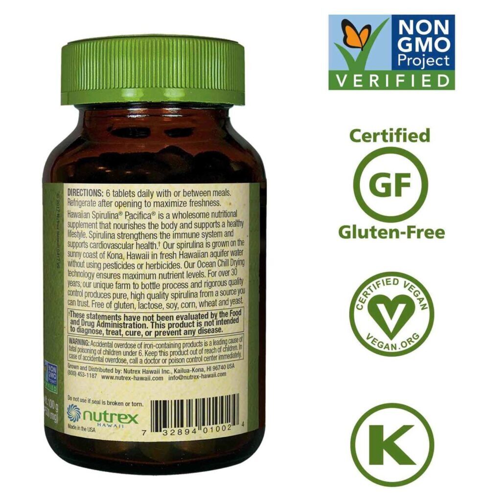 Nutrex Pure Hawaiian Spirulina - 200 Comprimidos: Superalimento Antioxidante e Nutritivo - Imagem 2