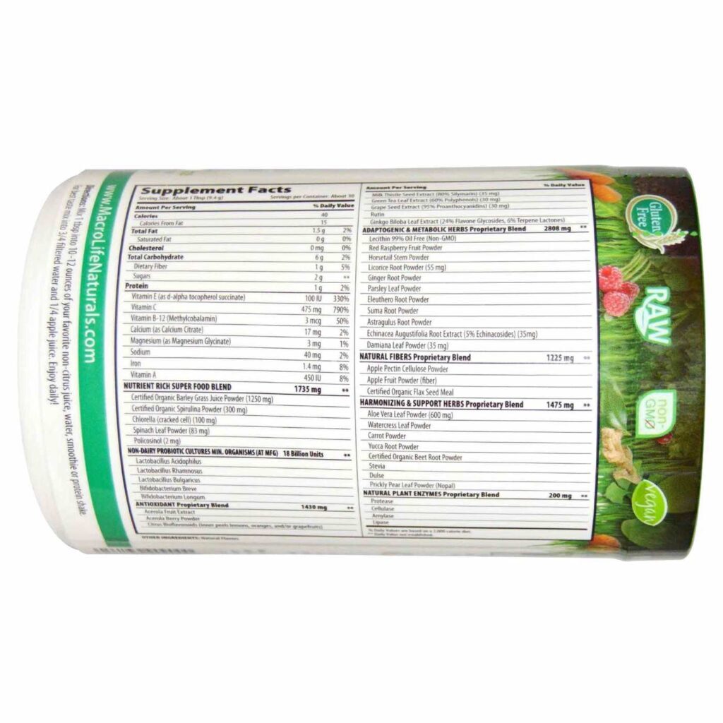 Macrolife Naturals Nutrient-Rich Super Alimento 283,5g - Nutrição Completa - Imagem 2
