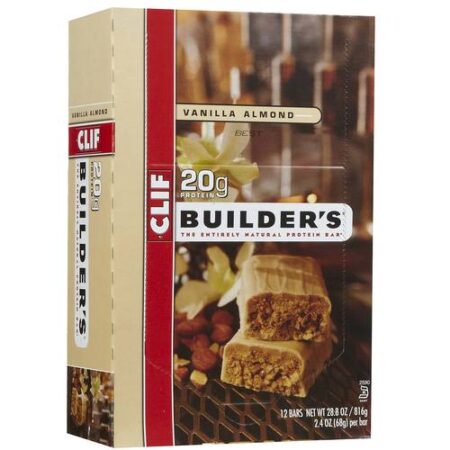 Clif Bar, Builder's Barra Proteica - Amêndoa de Baunilha - 12 Barras