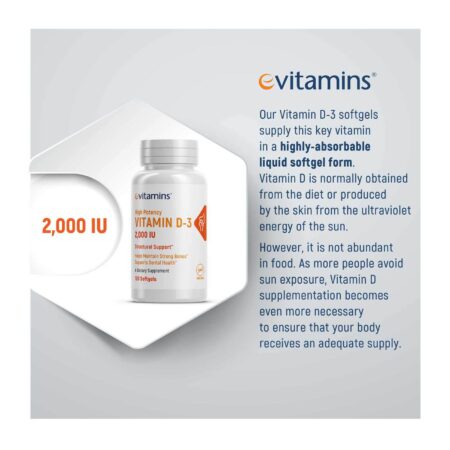 Vitamina D3 2000 IU eVitamins 120 Cápsulas em Gel - Image 6