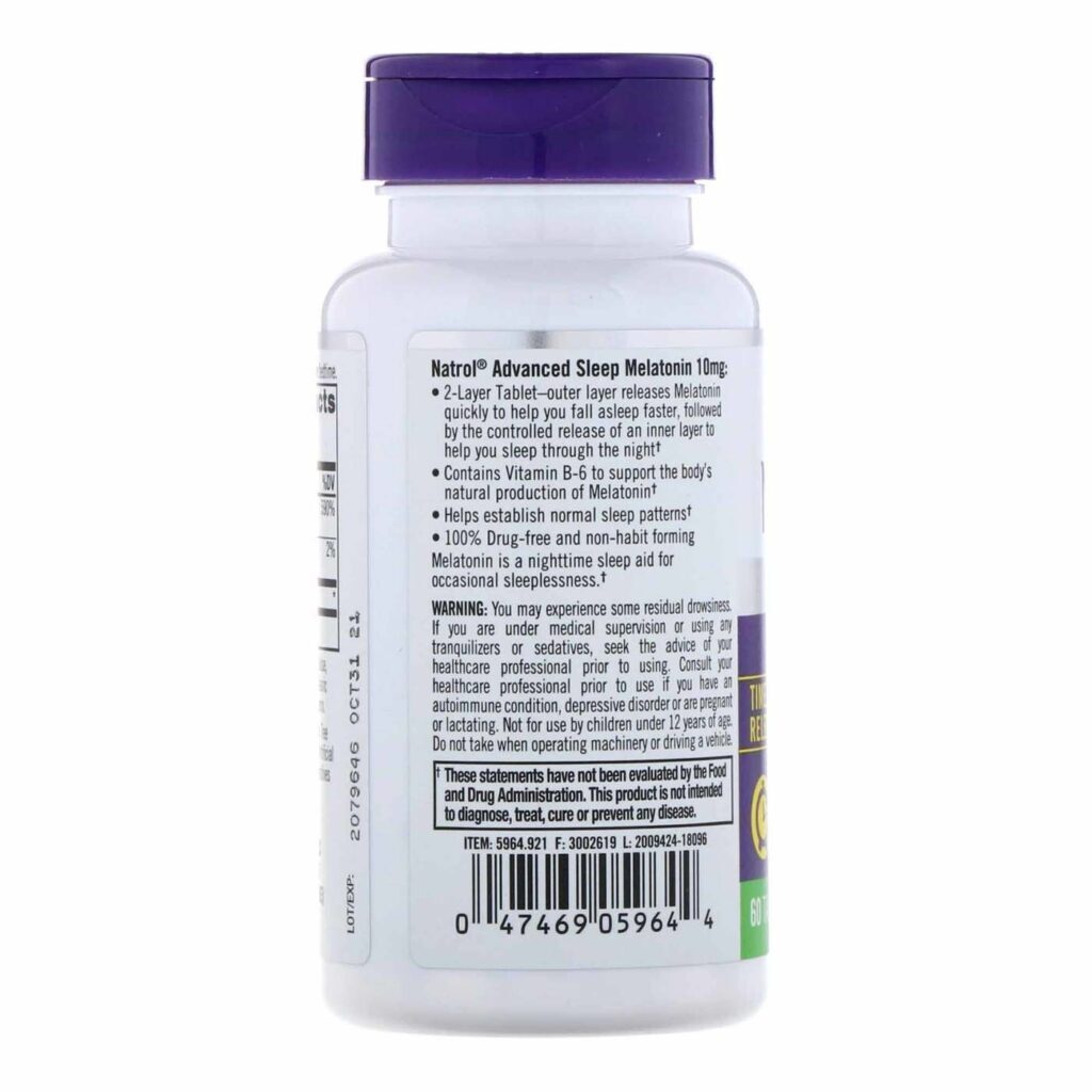 Natrol Melatonina Fórmula Avançada do Sono 10mg - 60 Tabletes: Melhore Seu Descanso Naturalmente - Imagem 5