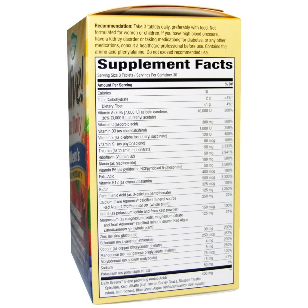 Nature's Way Alive! Multivitamínico Completo para Homens - 90 Tabletes Essenciais - Imagem 2
