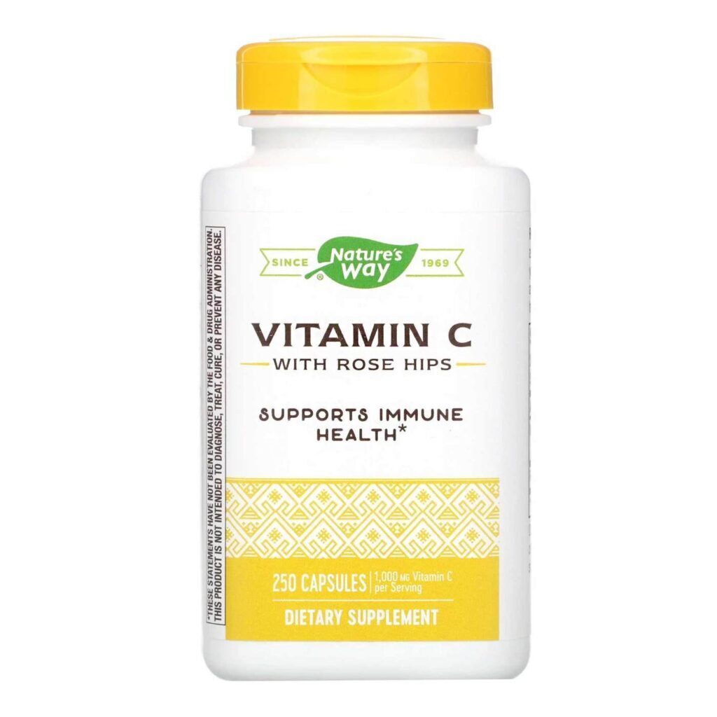 Vitamina C-1000 Nature's Way com Rosa Mosqueta - 250 Cápsulas para Imunidade e Pele Radiante