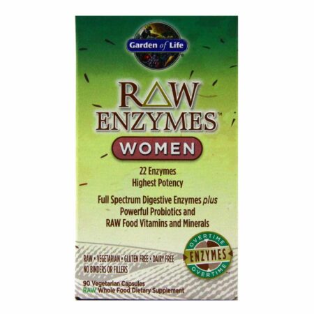 Garden of Life, RAW Enzimas para Mulheres - 90 Cápsulas Vegetarianas