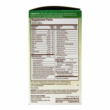 Garden of Life RAW Enzymes Homens 50+ 90 Cápsulas Vegetarianas para Digestão e Energia - Imagem 2
