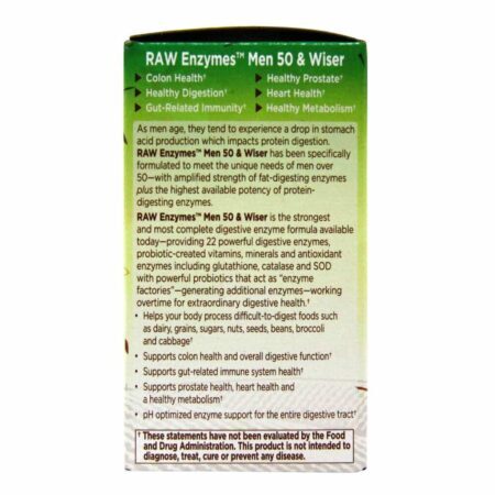 Garden of Life RAW Enzymes Homens 50+ 90 Cápsulas Vegetarianas para Digestão e Energia - Imagem 4