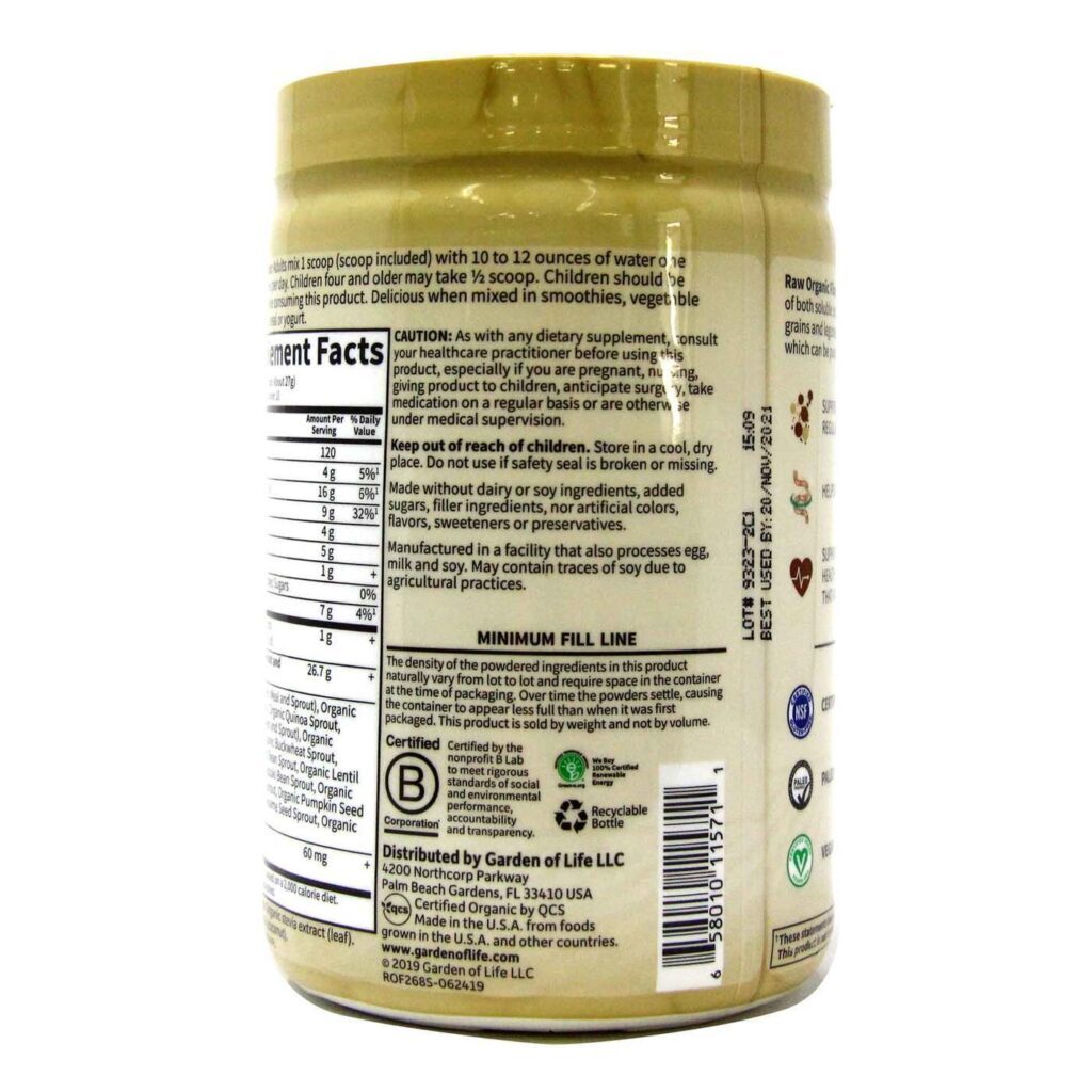 Garden of Life Fibra Crua - 200g: Saúde Digestiva e Bem-Estar - Imagem 3
