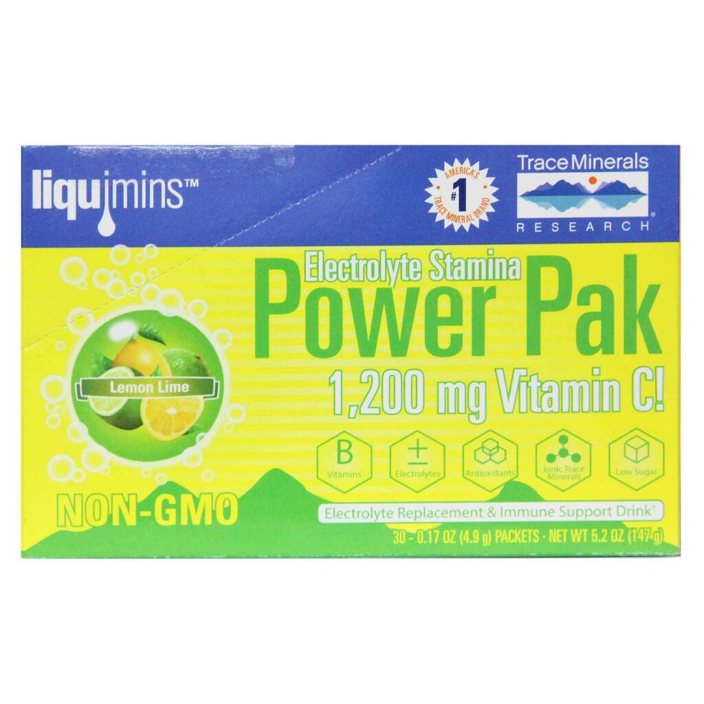 Trace Minerals Research Eletrólito Stamina Power Pak Limão Lima 32 Pacotes de 8,9 g