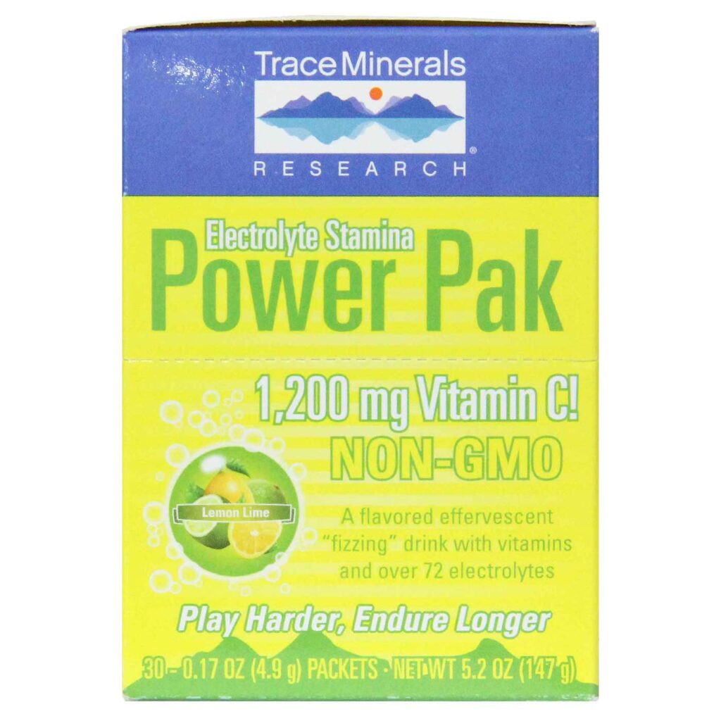 Trace Minerals Research Eletrólito Stamina Power Pak Limão Lima 32 Pacotes de 8,9 g - Imagem 2