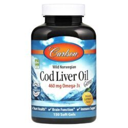 Carlson Labs Óleo de Fígado de Bacalhau Gems Sabor Limão 150 Cápsulas Gel