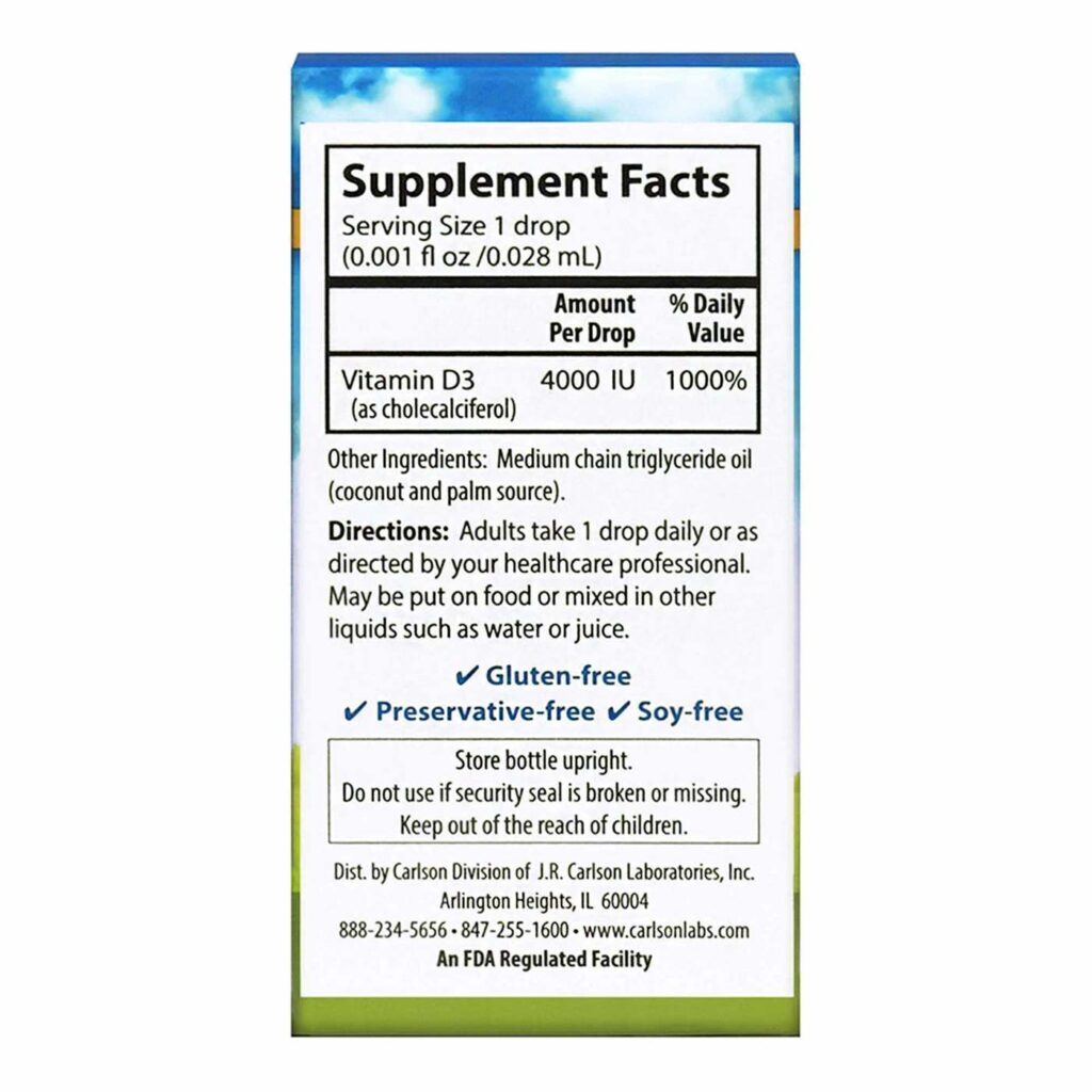 Vitamina D3 Carlson Labs 4000 UI por Gota - 365 Gotas Essenciais - Imagem 4