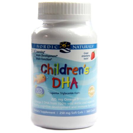 Nordic Naturals DHA Infantil 250 mg Nordic Naturals Morango 360 ​​Cápsulas em Gel