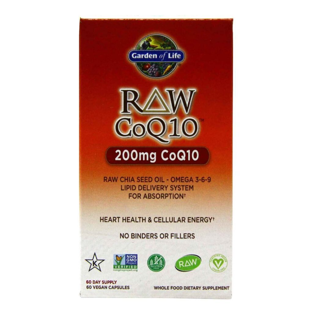 Garden of Life RAW CoQ10™ 200 mg - 60 Cápsulas Vegetarianas para Energia e Saúde Cardíaca