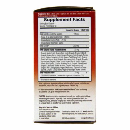 Garden of Life RAW CoQ10™ 200 mg - 60 Cápsulas Vegetarianas para Energia e Saúde Cardíaca - Imagem 2