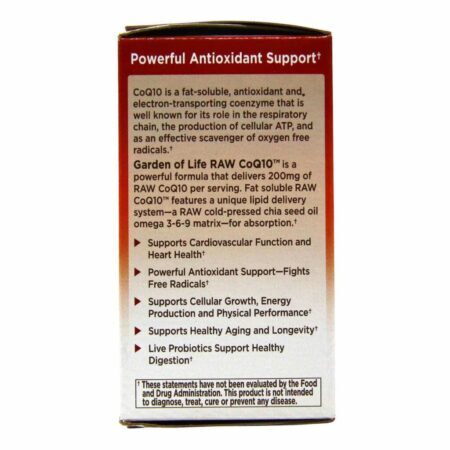 Garden of Life RAW CoQ10™ 200 mg - 60 Cápsulas Vegetarianas para Energia e Saúde Cardíaca - Imagem 4