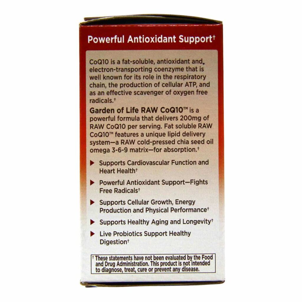 Garden of Life RAW CoQ10™ 200 mg - 60 Cápsulas Vegetarianas para Energia e Saúde Cardíaca - Imagem 4