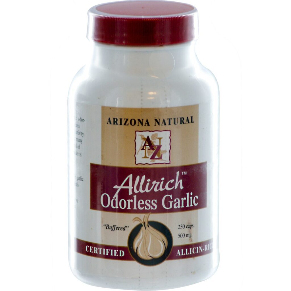 Arizona Natural Allirich Alho Inodoro 250 Cápsulas - Saúde Cardiovascular e Imunidade