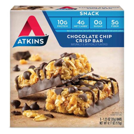 Atkins, Barras de Proteína, Chocolate Chip Crisp Bar - 5 Barras