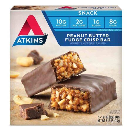 Atkins, Barras de Proteína, Manteiga de Amendoim Fudge Crisp - 5 Barras