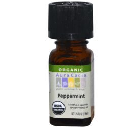 Aura Cacia Óleo Essencial de Hortelã-Pimenta Orgânico 7,4mL – Alívio Refrescante e Energizante