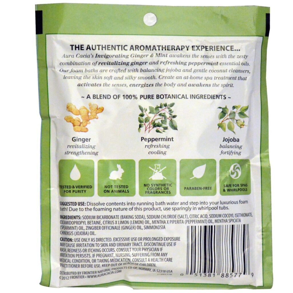 Aura Cacia Espuma de Banho Gengibre & Menta - 70.9g: Revitalize seu Banho - Imagem 2