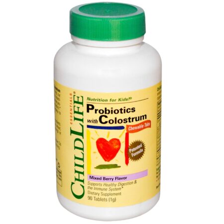 ChildLife Probióticos Além disso colostro Mixed Berry 90 mastiga