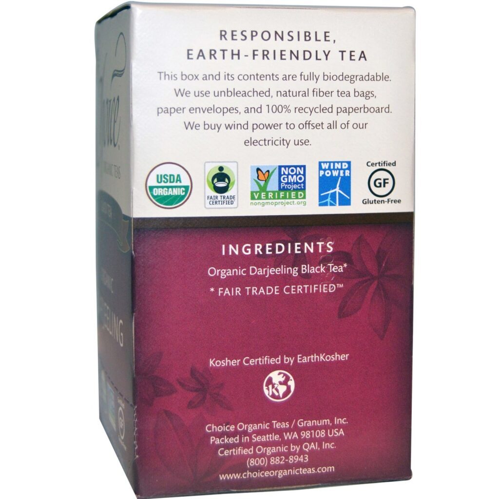 Choice Organic Teas Chá Preto Orgânico Darjeeling - 16 Saquinhos de Chá - Imagem 2