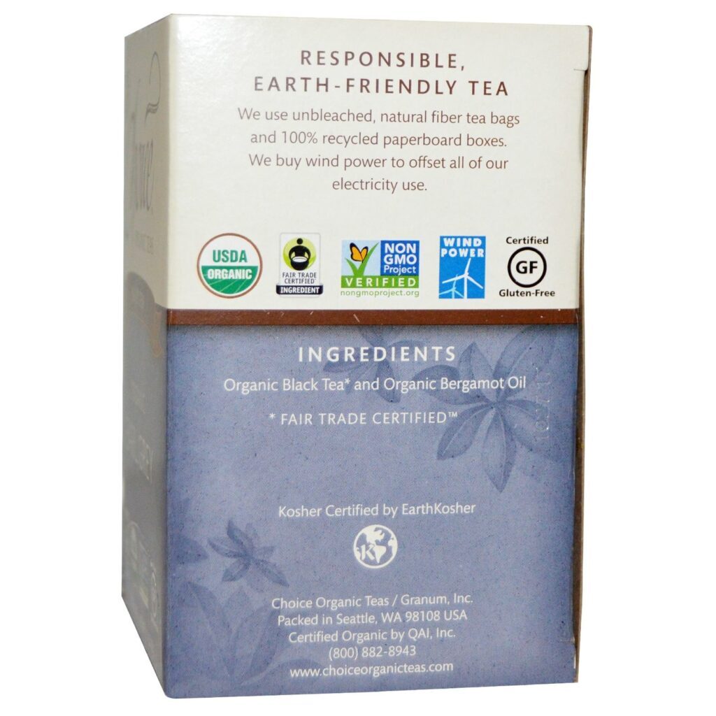 Choice Organic Teas Chá Preto Orgânico Early Grey 16 Saquinhos - Sabor Cítrico e Aromático - Imagem 2