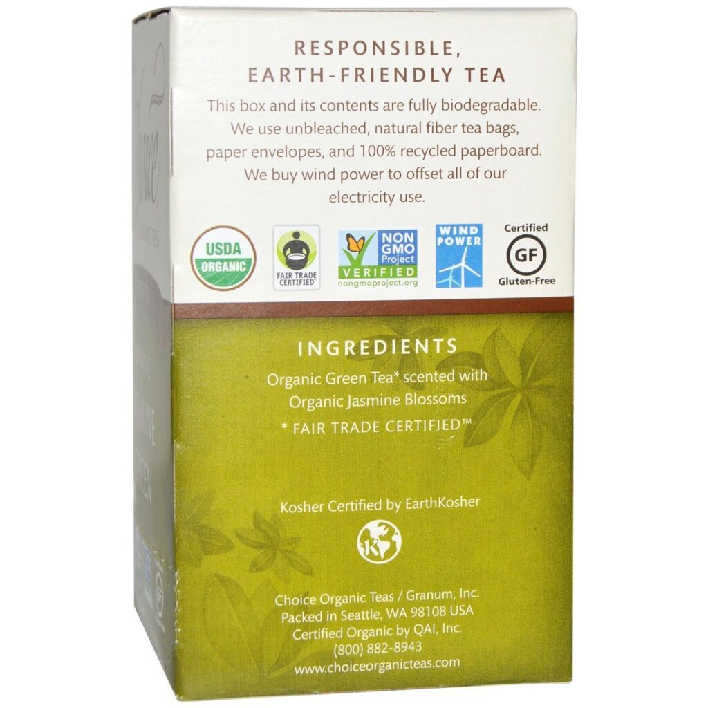 Choice Organic Teas Chá Verde com Jasmim OG2 16 Sachês - Sabor Floral e Antioxidante - Imagem 2