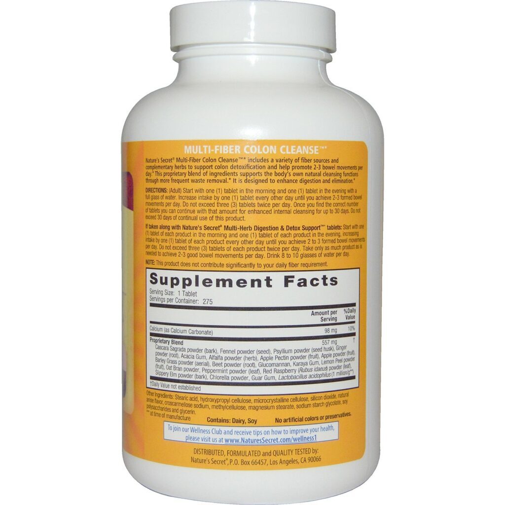 Nature's Secret Colon Cleanse Multifibras 275 Comprimidos - Limpeza Intestinal Profunda - Imagem 2