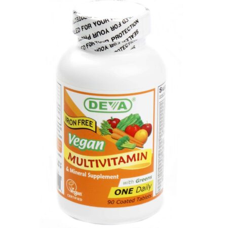 Deva, Multivitamínico e Mineral Vegano Um tablete diário Livre Ferro - 90 Tabletes