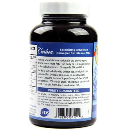 Carlson Labs Super Ômega 3 Gems 100 Cápsulas: Saúde Cardiovascular e Bem-Estar Completo - Imagem 3