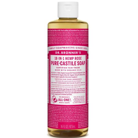 Dr Bronner Rose Pure Castela Soap Rose 16 fl oz