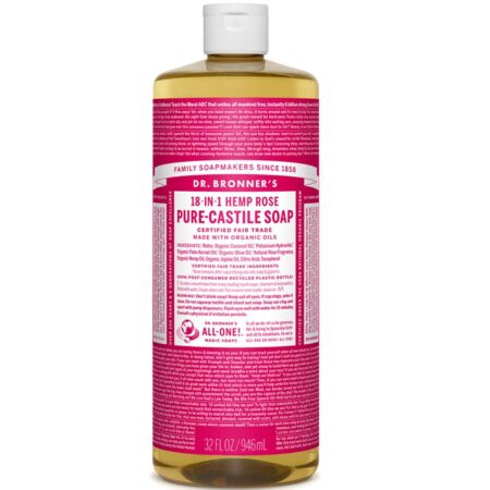 Dr Bronner Rose Pure Castela Soap Rose 32 fl oz