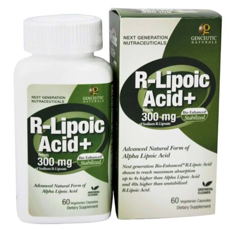 Genceutic Naturals, Ácido R-Lipóico Natural 300 mg - 60 Cápsulas