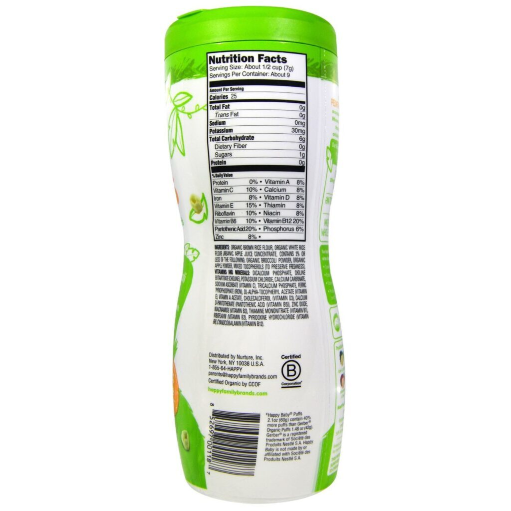 Happy Baby Super Alimentos Puffs Sabor Maçã - 6 Garrafas com 60g cada - Imagem 2