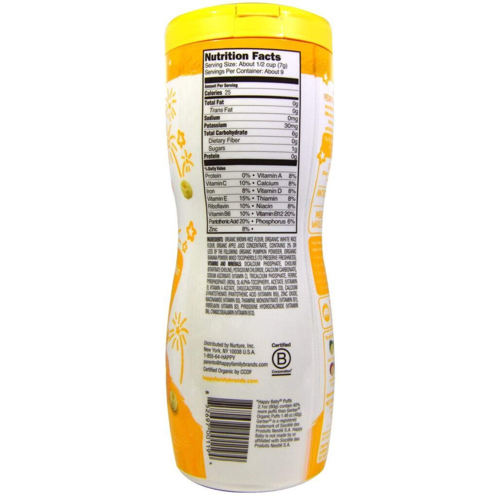 Happy Baby Puffs Banana e Abóbora – 6 Unidades (60g Cada) - Imagem 2