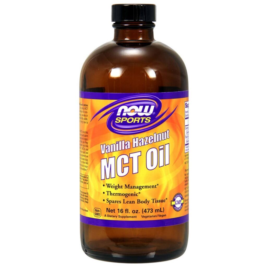 Now Foods Óleo MCT Sabor Avelã Baunilha 473ml - Energia e Foco para o Dia a Dia