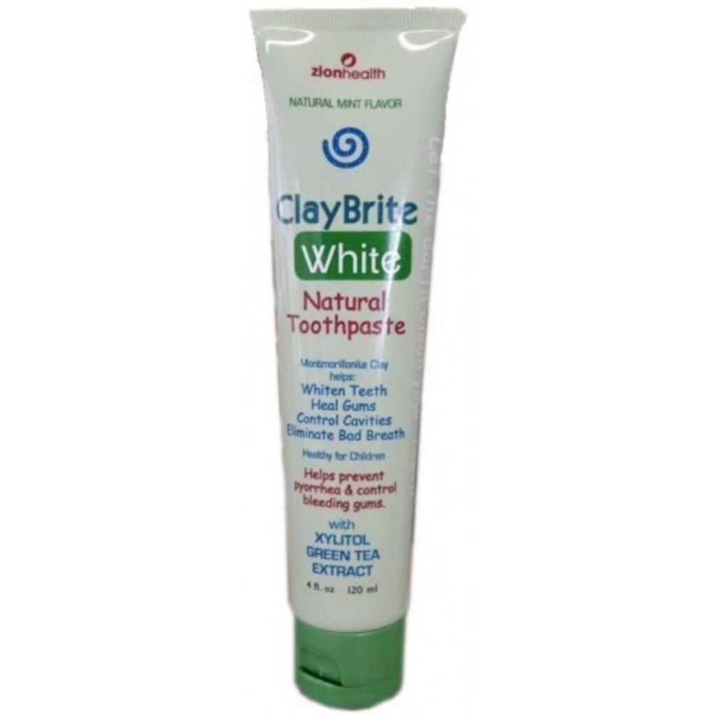 Zion Health Claybrite White Natural Creme Dental - 118ml (4 fl oz) - Clareamento Natural