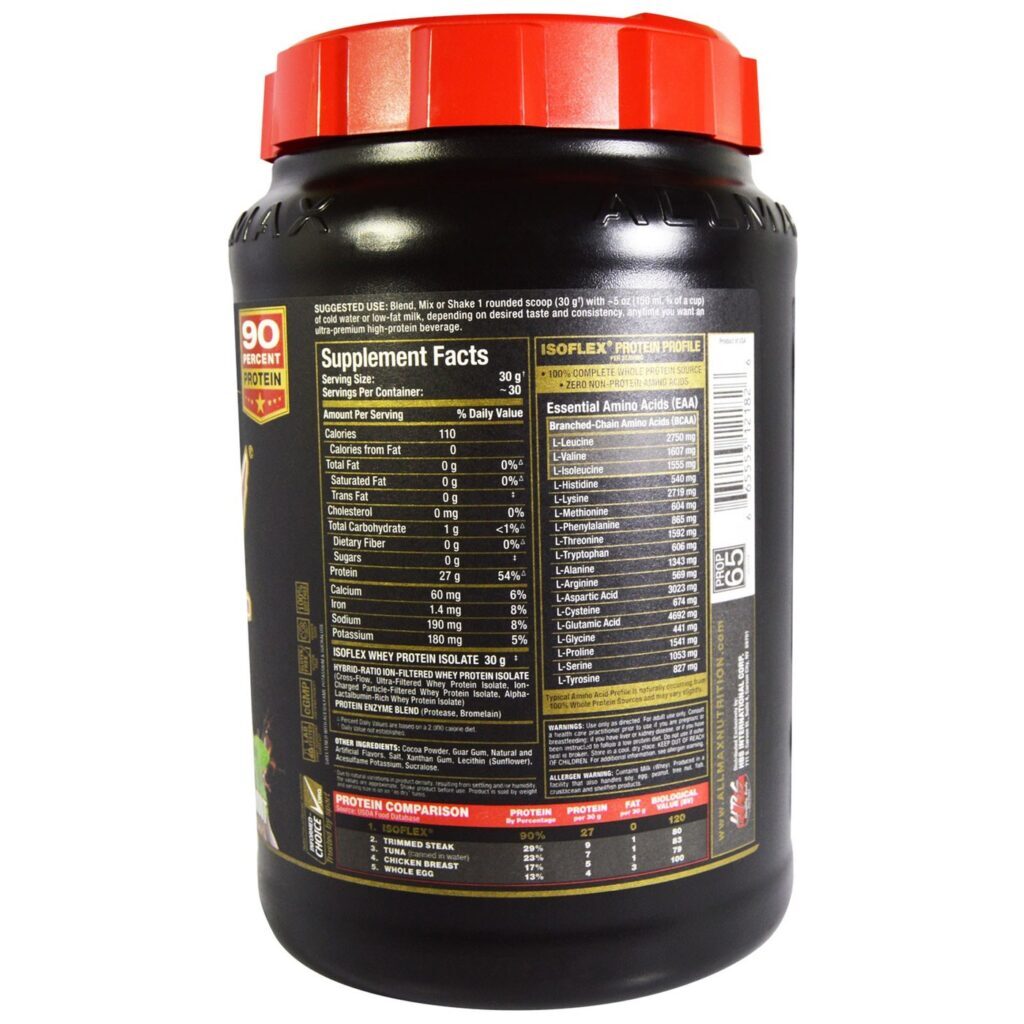 AllMax Nutrition Isoflex Chocolate Menta 907g - Whey Protein Isolado Puro - Imagem 2