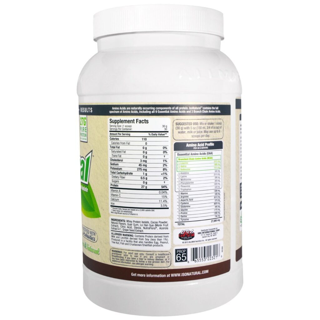 AllMax Nutrition Isonatural, Chocolate - 907g (32 oz) Whey Isolado Puro - Imagem 2