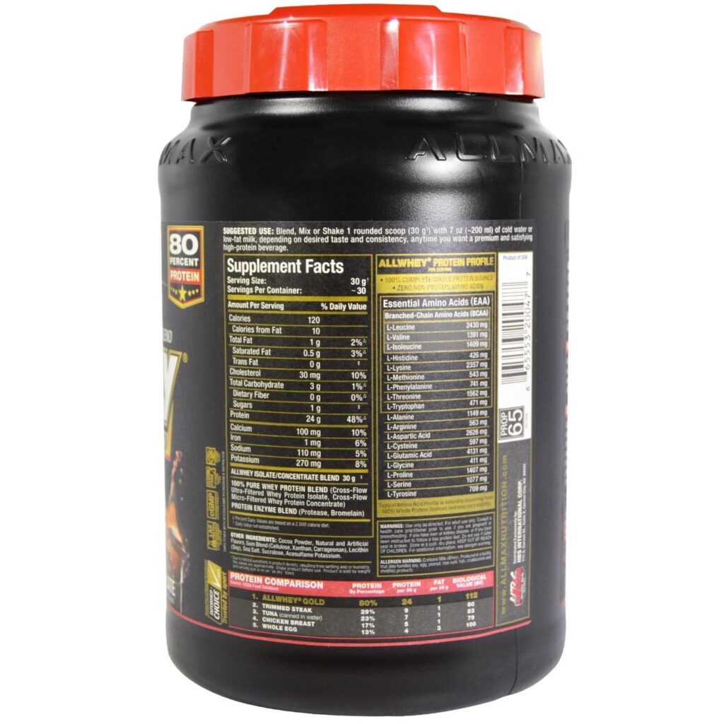 Allwhey Gold Chocolate 907g - Proteína Isolada e Concentrada AllMax Nutrition - Imagem 2