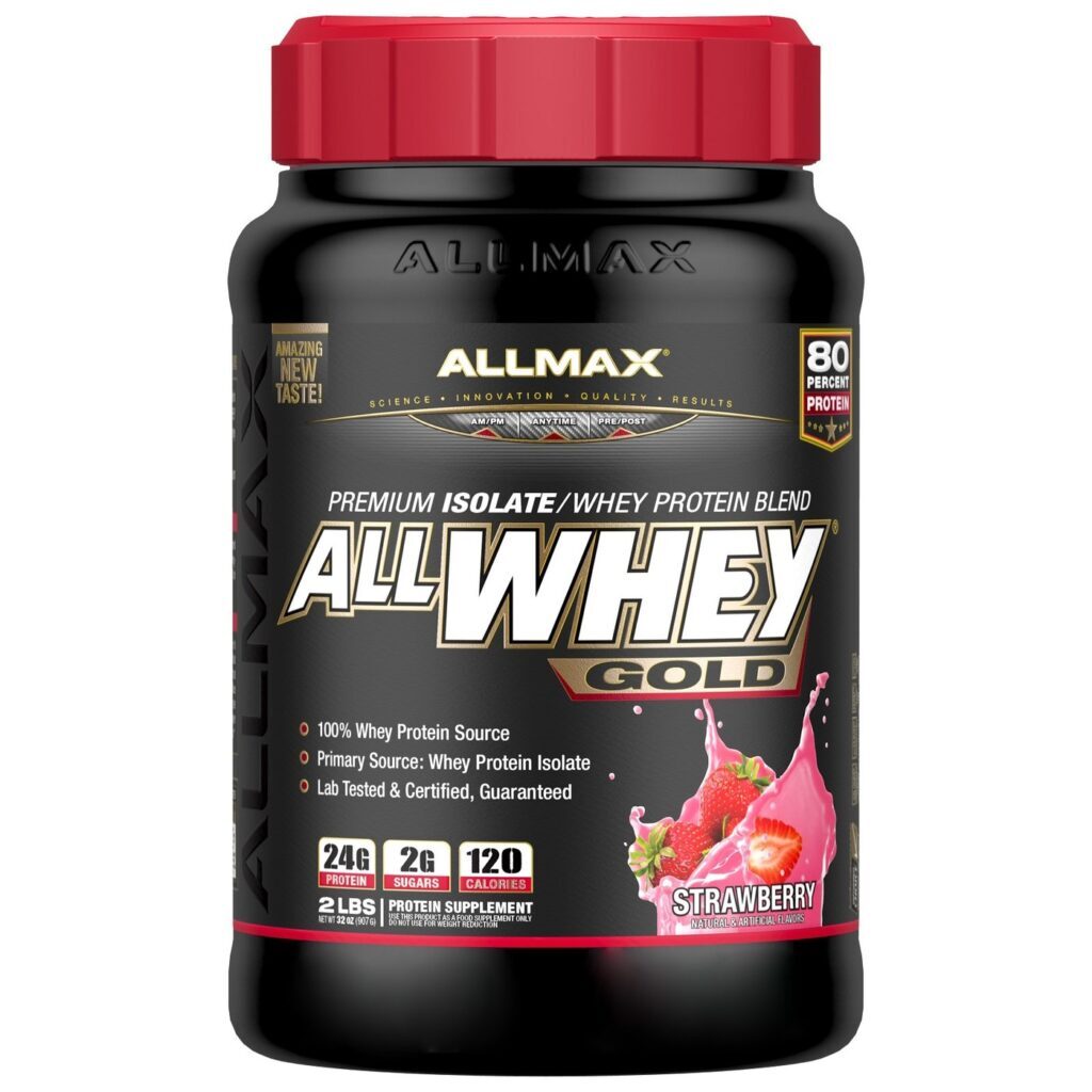 AllMax Nutrition Allwhey Gold Morango 907g - Whey Protein Isolado e Concentrado