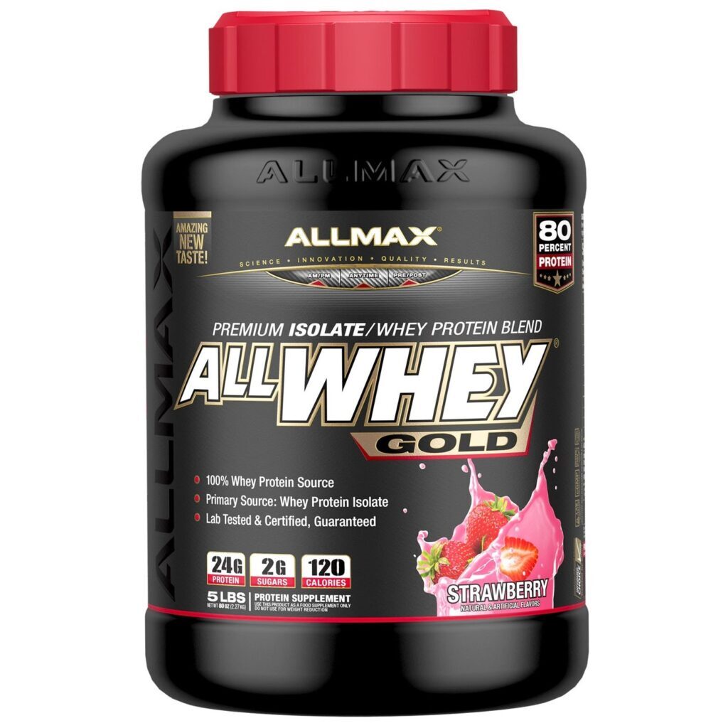 AllMax Nutrition Allwhey Gold Morango - 2270g: Whey Protein Isolado e Concentrado de Alta Pureza
