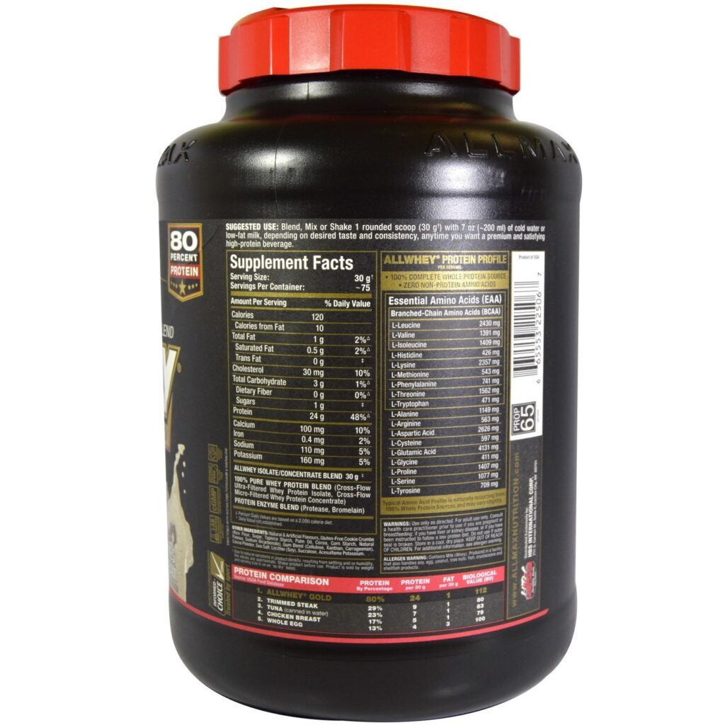 Whey Protein Concentrado AllMax Nutrition Allwhey Gold Cookies & Cream - 2.27kg - Imagem 2