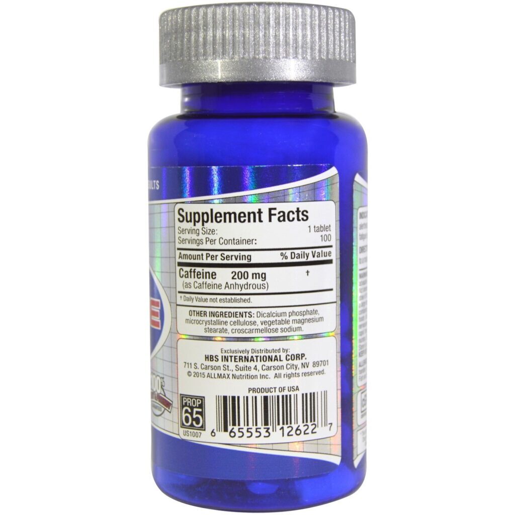 AllMax Nutrition Cafeína 200 mg - 100 Comprimidos: Energia e Foco Imediatos - Imagem 2