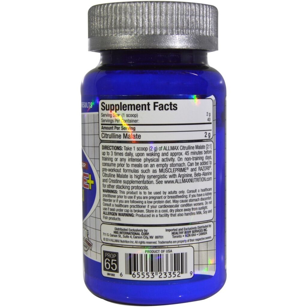AllMax Nutrition Malato de Citrulina 2:1 - 80g: Pré-Treino e Recuperação Muscular - Imagem 2