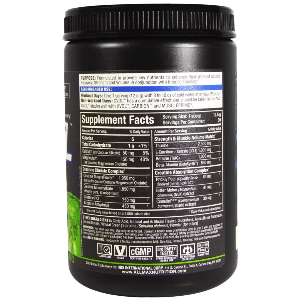 AllMax Nutrition CVOL, Bebida Energética Sabor Mojito de Limão e Coco - 374g - Imagem 2