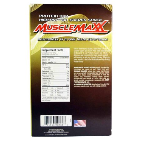 MuscleMaxx, Barra de Proteína, Sonho de Manteiga de Amendoim e Chocolate - 12 Barras - 57 g (Cada) - Image 3